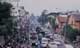 Street in Kathmandu at sunset.