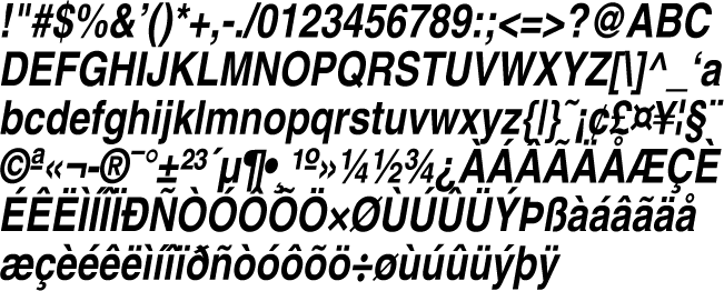 Helvetica-Narrow-BoldOblique