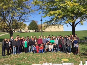 Photo of lab members and their families.